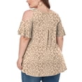 thumbnail image 3 of CHOK Women‘s Plus Size Cold Shoulder Tunic Top Summer Short Sleeve Blouse, 3 of 7