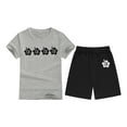 thumbnail image 4 of Girls' Clothing Sets Size 10-12 Clearance Floral Prints Round Neck Pants Clothes Set Cute Casual Outfits,Grey,4-5 Years, 4 of 4