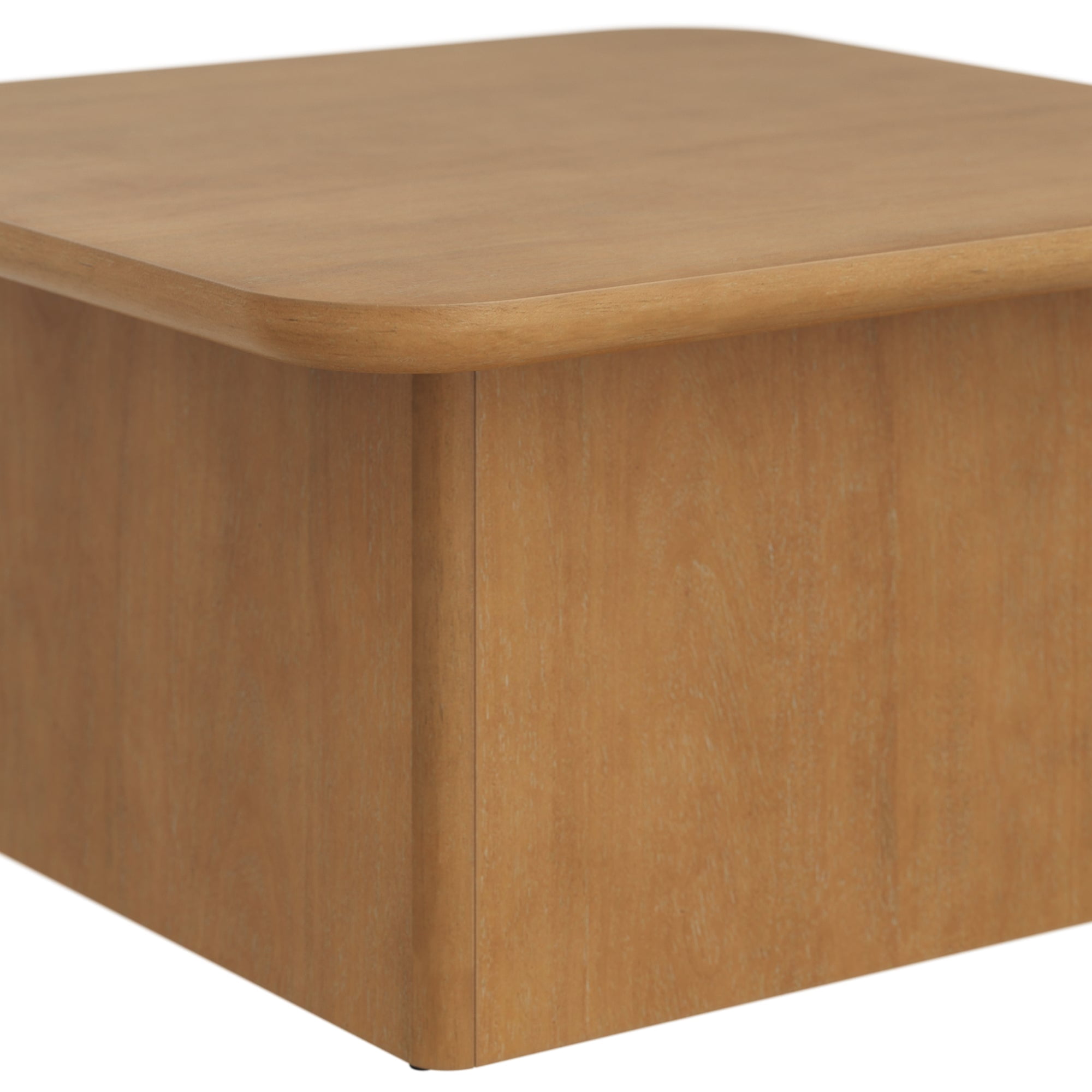 Nathan James Rein Organic Modern Coffee Table, Rustic Wood Square Coffee Table with Rounded Edge, Pedestal Coffee Table for Living Room, Light Brown