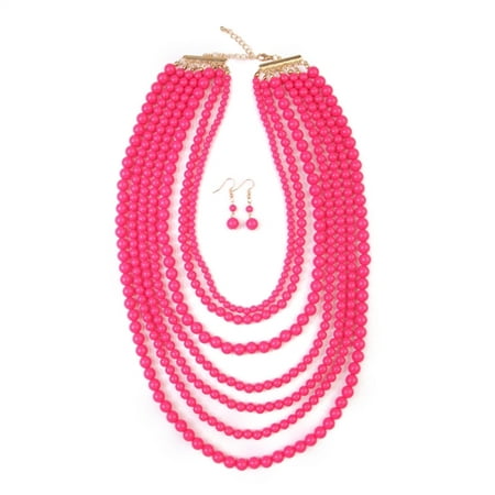 MULTILAYER ACRYLIC NECKLACE EARRING SET