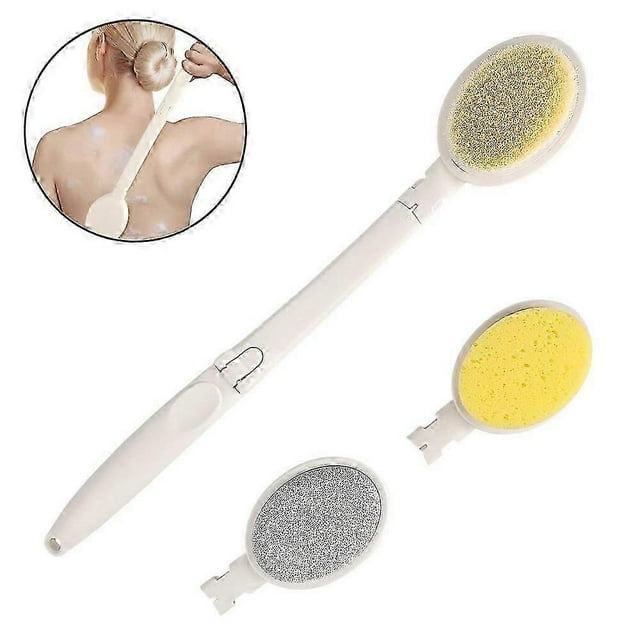 Bathroom Body Brush Set with Long Handle, 3 In 1 Foldable Shower Brush, Back Bru