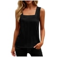 thumbnail image 5 of HomeDM Women's Sleeveless Tank Tops Square Neck Loose Fit Summer T-Shirts Solid Color Trendy Pleated Tops Black Size S, 5 of 8