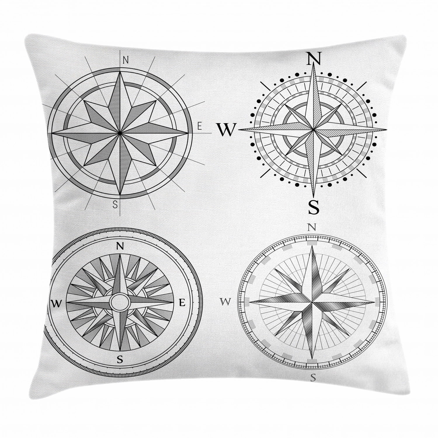 Nautical Compass Throw Pillow Cases Cushion Covers Ambesonne Home Decor 8 Sizes 