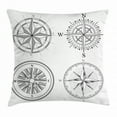 thumbnail image 1 of Compass Throw Pillow Cushion Cover, Seafaring Design Set of Windroses in Black and White Sailing Away Journey Themed, Decorative Square Accent Pillow Case, 20 X 20 Inches, Black White, by Ambesonne, 1 of 2