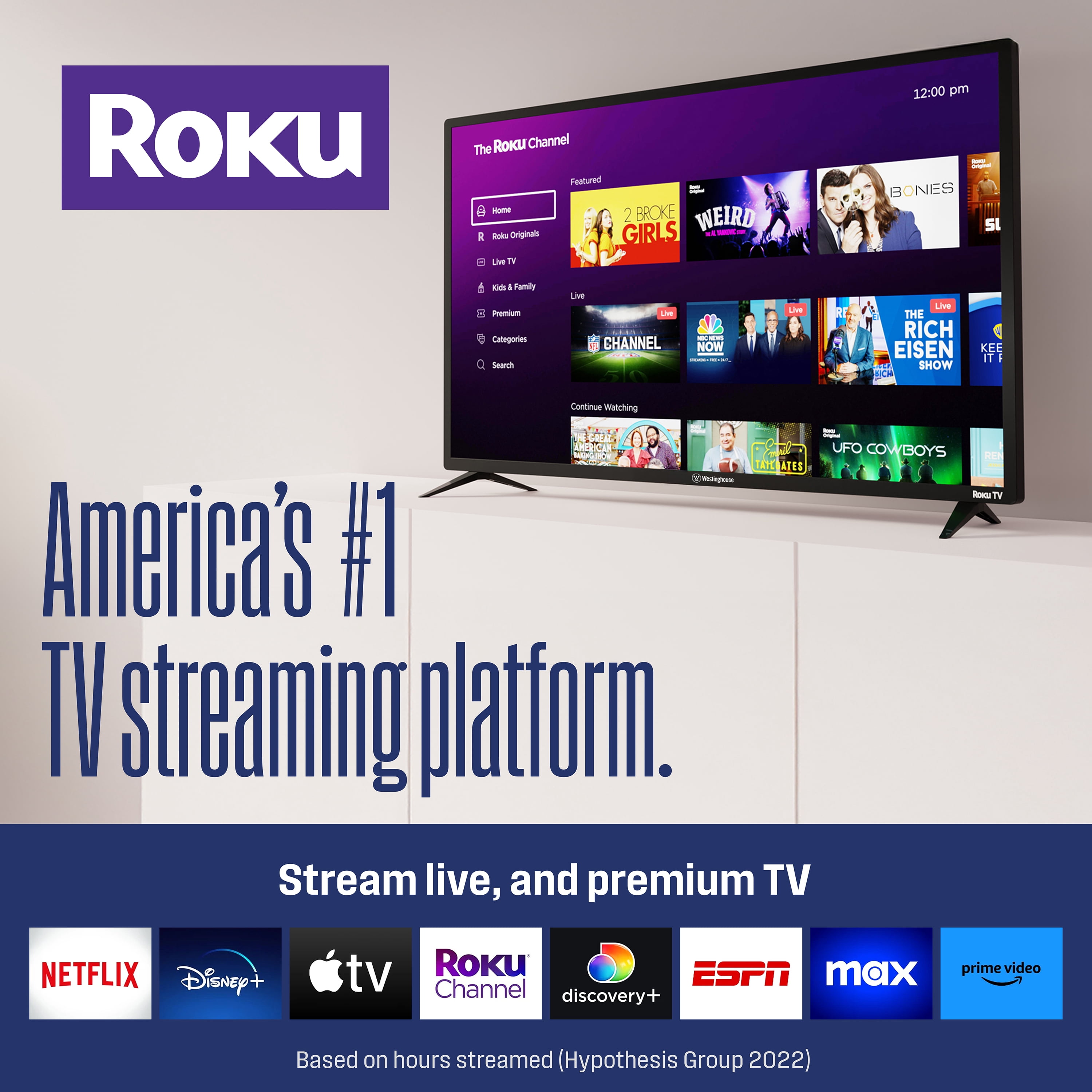Westinghouse Roku TV - 50 Inch Smart TV, 4K UHD Television with Wi-Fi Connectivity and Mobile App, Flat Screen, Bluetooth, Compatible with Apple AirPlay, Alexa and Google Assistant