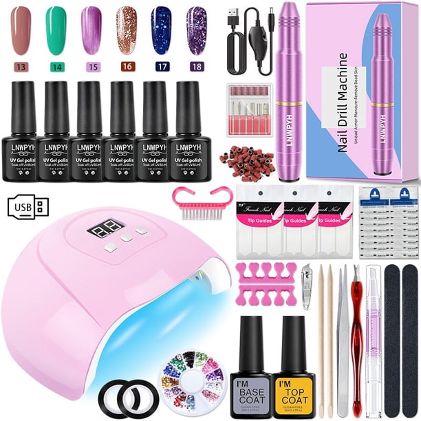 Juego de manicura con 6/27 piezas, conjunto de esmalte de Gel acrílico, Kit de herramientas para uñas, secador de uñas, esmalte de Gel Soak Off