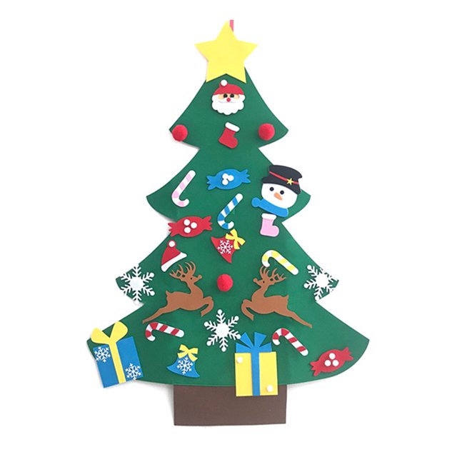 DIY fieltro paño árbol de Navidad adornos para colgar en la pared fiesta en casa decoración del festival de vacaciones Inevent HA2117-01