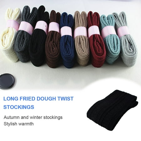 

Women Girl Stockings Winter Autumn Lengthened Twist High Solid Color Stockings