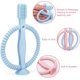 thumbnail image 4 of 2 mordedores para bebé (azul y rosa), cepillo de dientes de silicona 100 % de calidad para bebés de 3 meses o más, cepillo de dientes de silicona para bebés con base de ventosa, lados texturizados par, 4 of 5