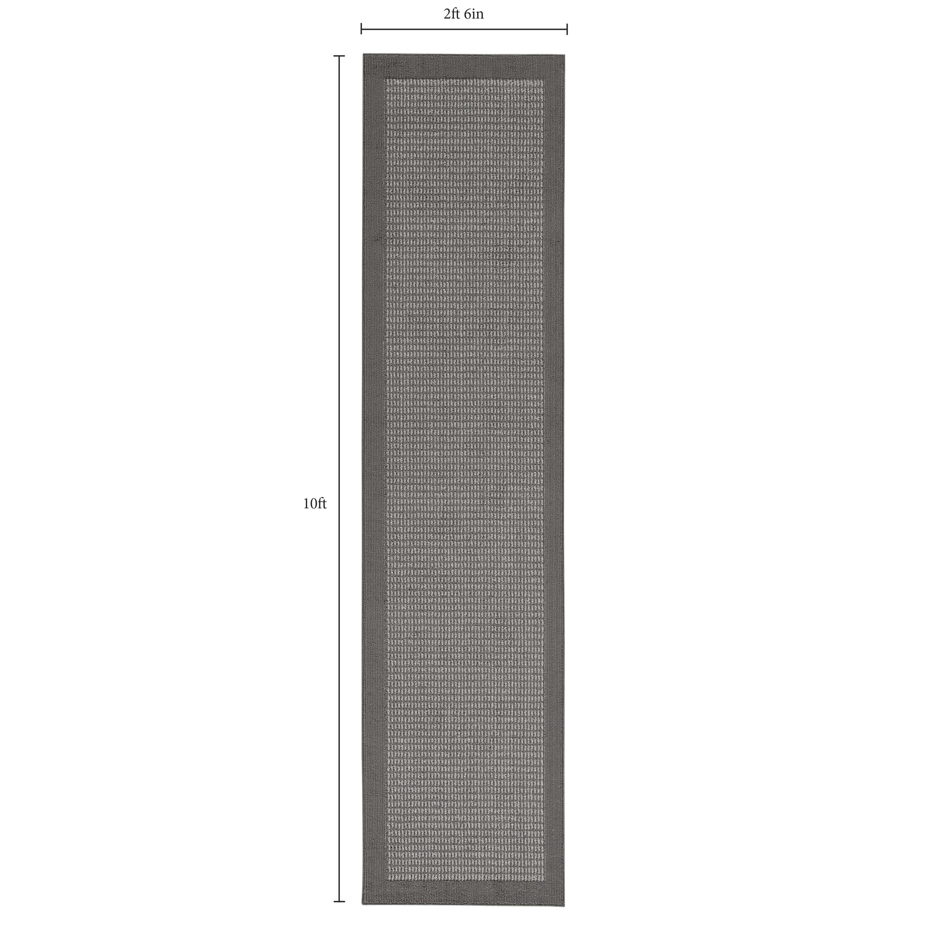 Mainstays Faux Sisal Olefin Runner Rug with Gray Border, 2'6" x 10", Indoor Use