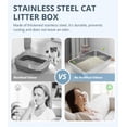 thumbnail image 3 of Caja de arena para gatos WENBOKMIN de acero inoxidable, 24 x 16 x 10 cm, para gatos, 3 of 7