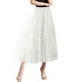 thumbnail image 3 of RUTAYY Women Mid-Length Skirt Dance Party A-Line High Waisted Lace Tulle Skirt Holiday Party Half Skirts Solid Color Flowy Swing Pleated Beach Skirts, 3 of 6