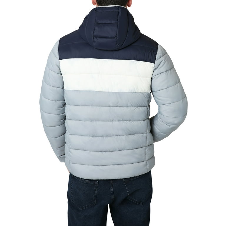 Chaps Men's Lightweight McKinley Color Block Hooded Puffer Jacket -Sizes XS  up to 4XB 