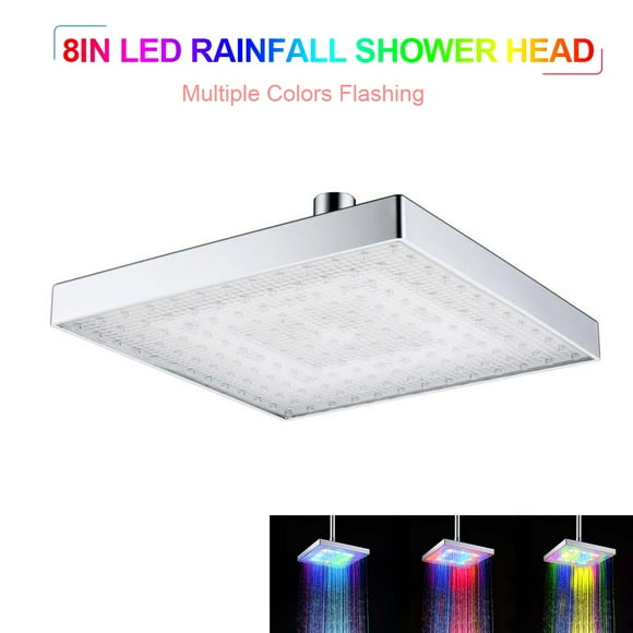Yeacher LED Rainfall Shower Head Shower Head Multiple Colors Automatically Color-Changing Showerhead for Bathroom