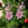 thumbnail image 4 of Anhility 2Pcs Christmas Glitter Poinsettia Flowers, 16.93" Artificial Poinsettia Flowers with Long Stems Christmas Tree Hanging Ornaments for DIY Xmas Wreath Crafts Gifts Holiday Home (Pink), 4 of 6