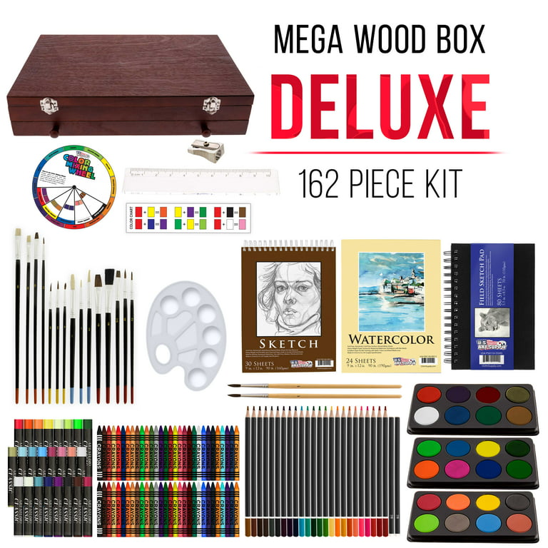 U.S. Art Supply 162-Piece Deluxe Mega Wood Box Art Painting and
