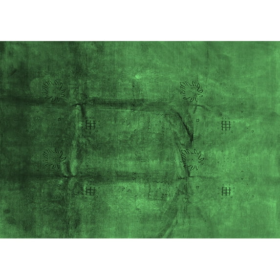 Ahgly Company Indoor Rectangle Oriental Emerald Green Industrial Area Rugs, 6' x 9'