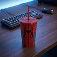 thumbnail image 6 of Moonsky Reusable Food Grade Plastic Tumbler – 3D Web Graphic Spride Hero Style with Straw & Lid for Home Iced Coffee, 6 of 6