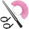 thumbnail image 1 of LAICAIW Ring Sizer Measuring Tool, Ring Sizing Kit Including Plastic Ring Mandrel Ring Size Guage & 2 Pcs Finger Measurement, Four Sizes Ring Measurer Stick for Women Man Jewelry Ring Making, 1 of 7