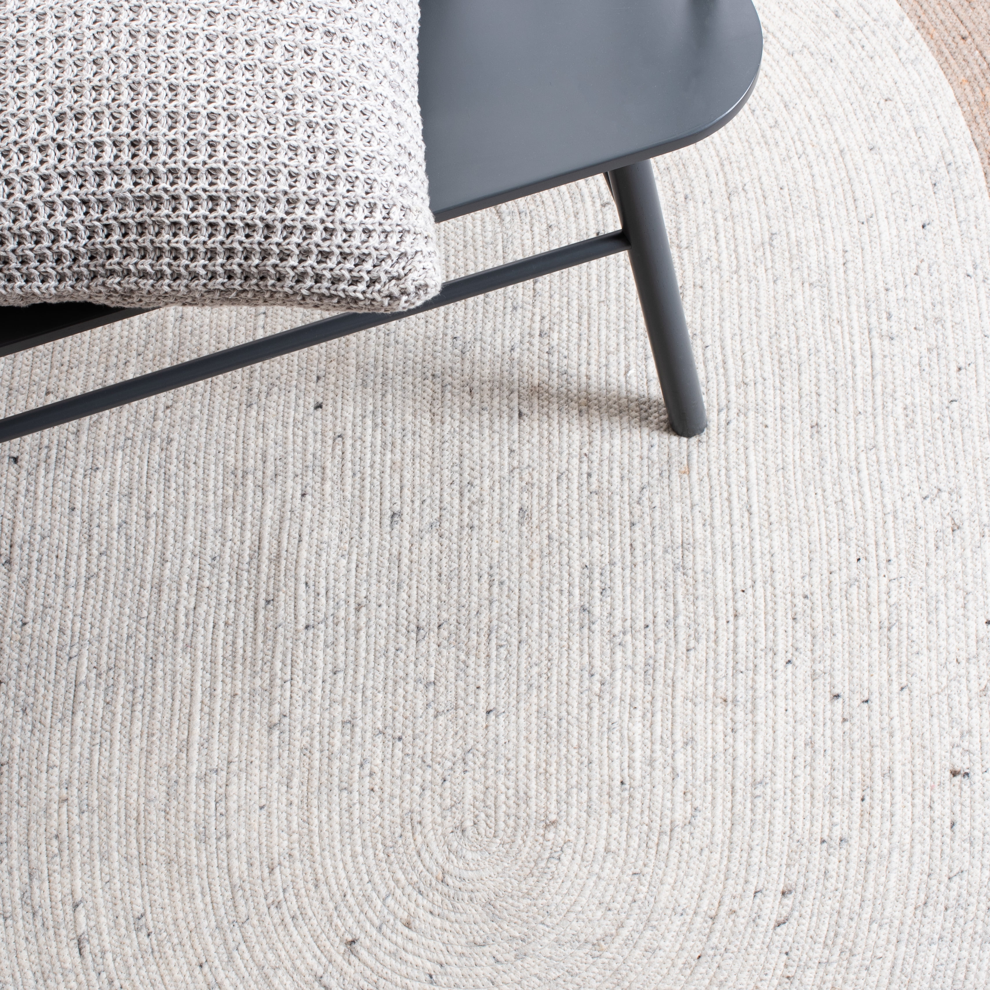 SAFAVIEH Braided Nazca Geometric Reversible Area Rug, Charcoal/Ivory, 8' x 10' Oval