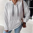 thumbnail image 6 of VSSSJ Women's Long Sleeve Casual Loose Hooded Sweatshirts Drawstring Comfy Solid Color Lightweight Pullover Hoodies with Pockets White L, 6 of 6