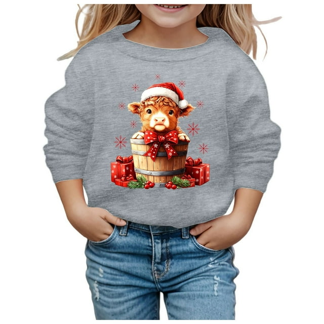 Chandail en Molleton à Manches Longues pour Filles, Graphique, Mignon, Col Rond, Pull-Over, Vêtements pour Filles