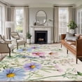 thumbnail image 3 of Spring Floral Area Rug 5x8 FT, Non Slip Bedroom Throw Carpet, Wildflowers Herbs Summer Botanical Vintage Washable Soft Floor Carpet Non-Shedding Rug for Living Room Nursery Dorm Office, 3 of 9