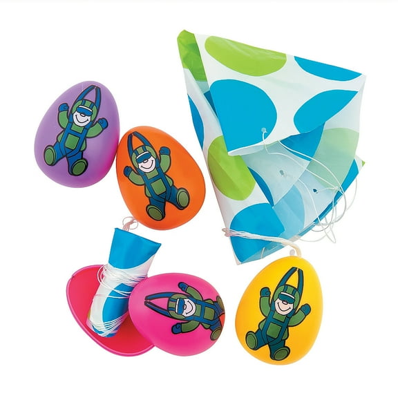 Filled Parachute Easter Eggs - Party Supplies - 12 Pieces