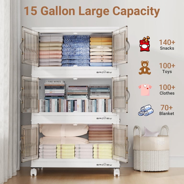 BROVIEW 300Qt Stackable Storage Bins with Lid, Plastic Closet