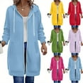 thumbnail image 2 of Long Hoodies for Women, Zipper Fashion Long Sweatshirts with Pocket, Oversized Fleece Casual Fall Jackets, 2 of 9