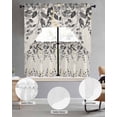 thumbnail image 2 of Grey Eucalyptus Swag Curtains for Living Room/Bedroom Windows, Farmhouse Weeping Leaves on Linen Kitchen Curtains and Valances Set 36 Inch Length, Light Filtering Swags Valance Curtain Panels, 2 of 5