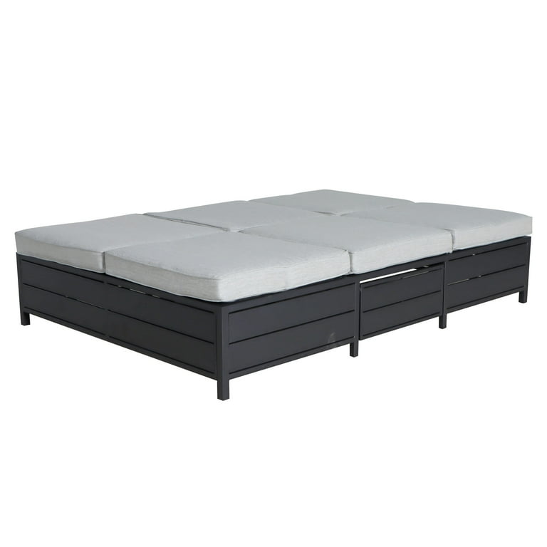Mainstays Asher Springs Outdoor Double Chaise Lounge Bench Black Gray