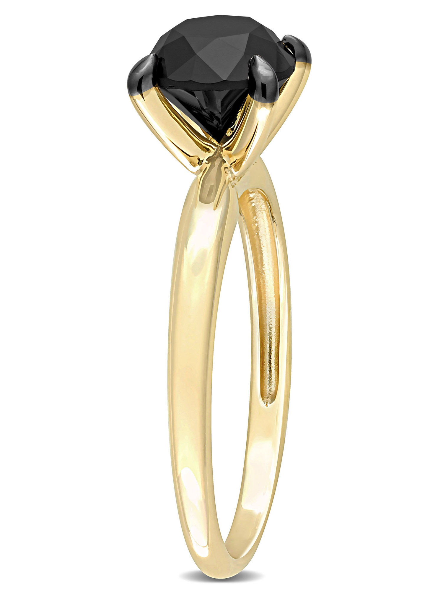 Miabella Women's 2 Carat T.W. Black Diamond 10kt Yellow Gold Solitaire Engagement Ring