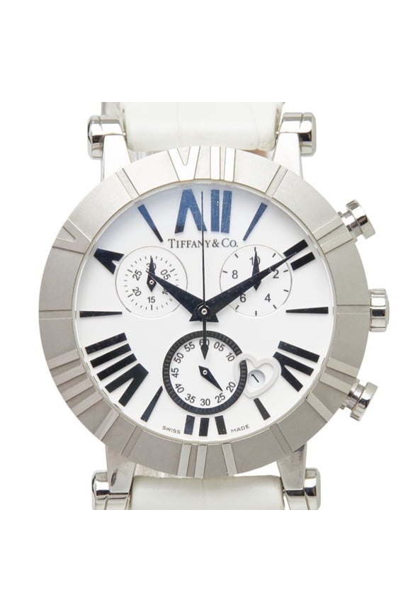 Pre-Owned Tiffany & Co. Atlas Chronograph Watch Z1301.32.11A20A71A Quartz White Dial Stainless...