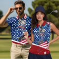 thumbnail image 2 of Aplkyhs Patriotic 250th Anniversary Matching Couple Sport Shirts Fit Plain Matching Golf Shirts for Couple Quarter Zip Mens Hawaiian Shirt for Casual Wear Breathable Fabric, 2 of 6