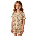 thumbnail image 5 of Kids Halloween Pajamas, Girls Pajama Set Short Sleeve Button Down Silky Satin Boys Girls PJS Kids Sleepwear Soft Summer Nightwear Loungewear Set Halloween Gifts for 9 Months - 13 Years Kids, 5 of 5