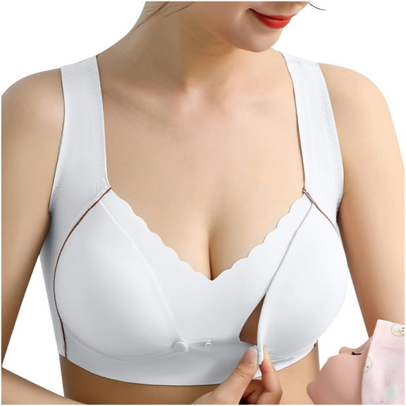 Ahuyic Nursing Bras for Breastfeeding Women Maternity Bra Front Buckle Breastfeeding Bralette Gray 36