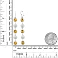 thumbnail image 2 of Gem Stone King 8.80 Ct Round Yellow Citrine White Simulated Opal 925 Sterling Silver Earrings, 2 of 2