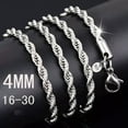 thumbnail image 2 of K-KED 925Sterling Silver Fashion Flash Wrested Rope Chains Necklace 4mm 16"-30"-28, 2 of 7