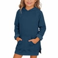 thumbnail image 2 of Ruyang Oversized Hoodie Dress for Girls Long Hooded Sweatshirt Dress Pocket Side Split Warm Casual Cozy Pullover Sweaters, 2 of 9