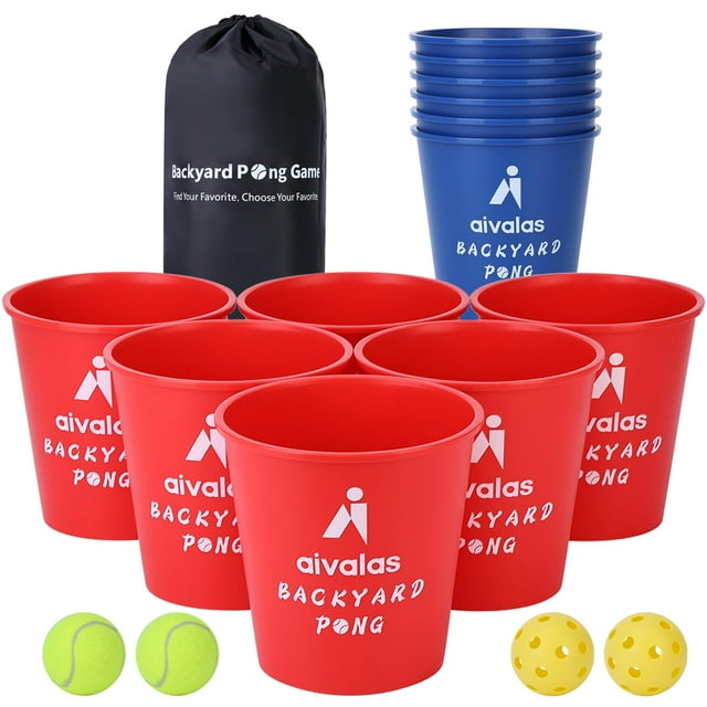 Set de juego Aivalas Giant Yard Pong con 12 cubos y pelotas