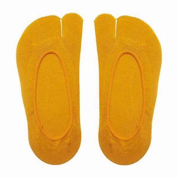 Milageto 3xWomen 2 Toe Flip Flop Socks Women No Show Toe Socks for Loafer Shoes Sneaker Yellow