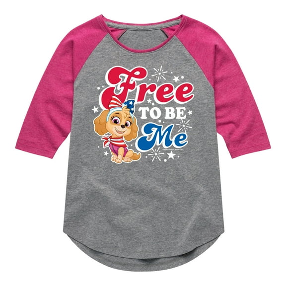 Paw Patrol - Americana - Free to be Me - Toddler & Youth Girls Raglan Graphic T-Shirt