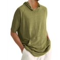 thumbnail image 3 of LANGWYQU Short Sleeved Men Solid Color Casual Hooded Tops Male Knit Hoodies, 3 of 5