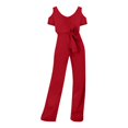 thumbnail image 2 of Baqcunre Short Sleeved Hollowed Out Off Shoulder Jumpsuit with Lace Up Jumpsuit,Size XL,One Piece Jumpsuit,Womens Jumpsuit,Jumpsuits for Women Casual,Women's Pants,Women Clothing,Red, 2 of 5