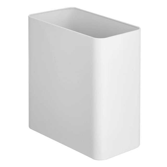 Bote de basura mDesign de acero inoxidable delgado rectangular de 10 litros, blanco