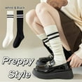 thumbnail image 2 of JIANFANG Striped Knee High Socks for Women Teen Girls Preppy Style Cotton Long Tube Sock Stripes, 2 of 7