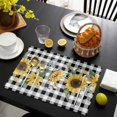 thumbnail image 3 of Sunflower Placemats Set of 12, Rustic Floral Butterfly Bee Black White Plaid Placemats for Dining Table, Place Mats for Kitchen Tabletop, Waterproof Wipeable Dining Table Mats Set, 3 of 9