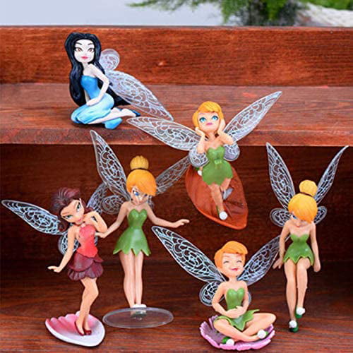 6 Pieces Miniature Fairies Accessories Mini Figurines Little Girl Sculpture  Yard Ornaments Potted Plants Resin Decor for Outdoor Garden Lawn Decoration  