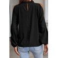 thumbnail image 3 of Women's Black Cold Shoulder Bishop Sleeve Blouse, 3 of 7